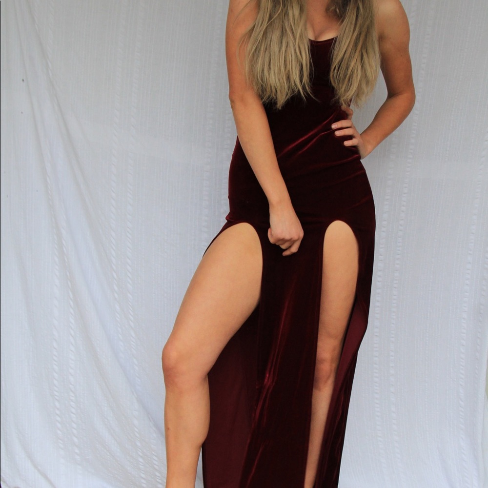 Dark red/purplish VELVET prom dress!!!!